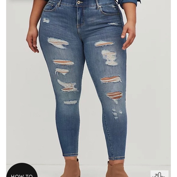torrid Denim - Torrid BOMBSHELL SKINNY JEAN - PREMIUM STRETCH MEDIUM WASH size 16s